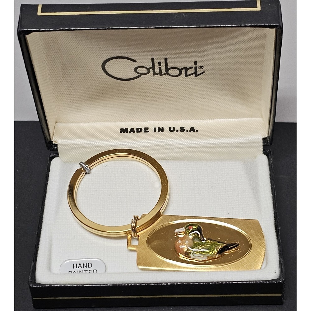 Colibri Made In USA Gold‎ Toned Colorful Handpainted Duck Keychain New In Box